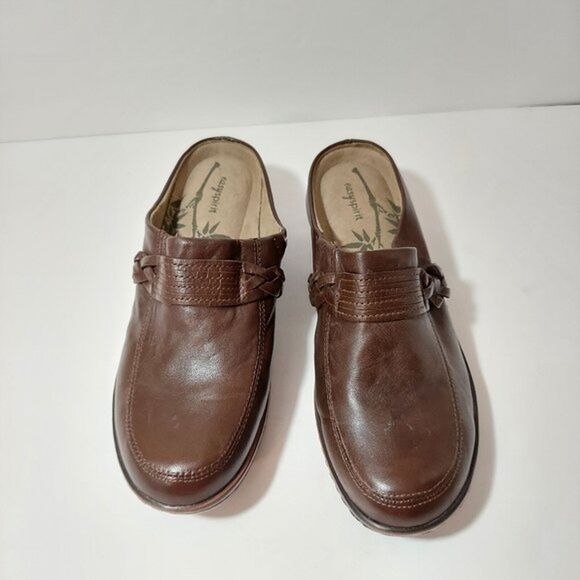 Easy Spirit ESCalvert Women's 7W Brown Leather Slip On Clog / Mule - Picture 3 of 9